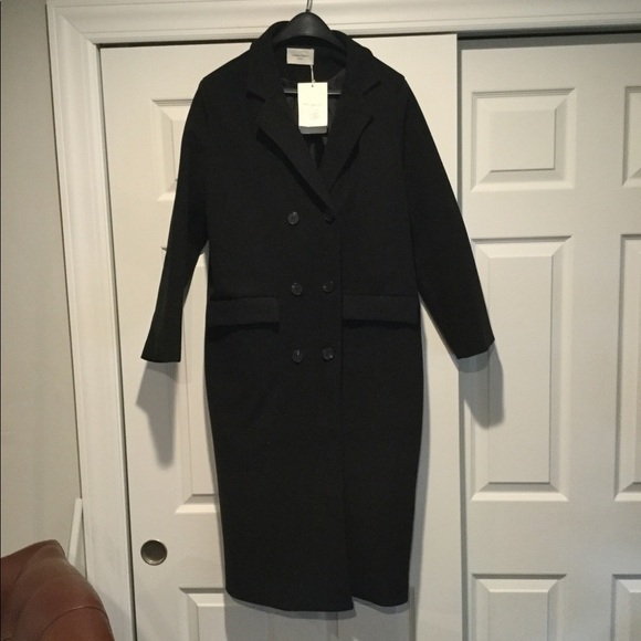 THE OPEN PRODUCT VINTAGE BLACK WOOL TRENCH COAT OVERCOAT CANVAS JACKET RARE! NWT - Picture 7 of 8